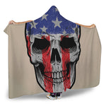 American Patriotic Skull Print Hooded Blanket