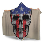 American Patriotic Skull Print Hooded Blanket