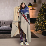 American Patriotic Skull Print Hooded Blanket