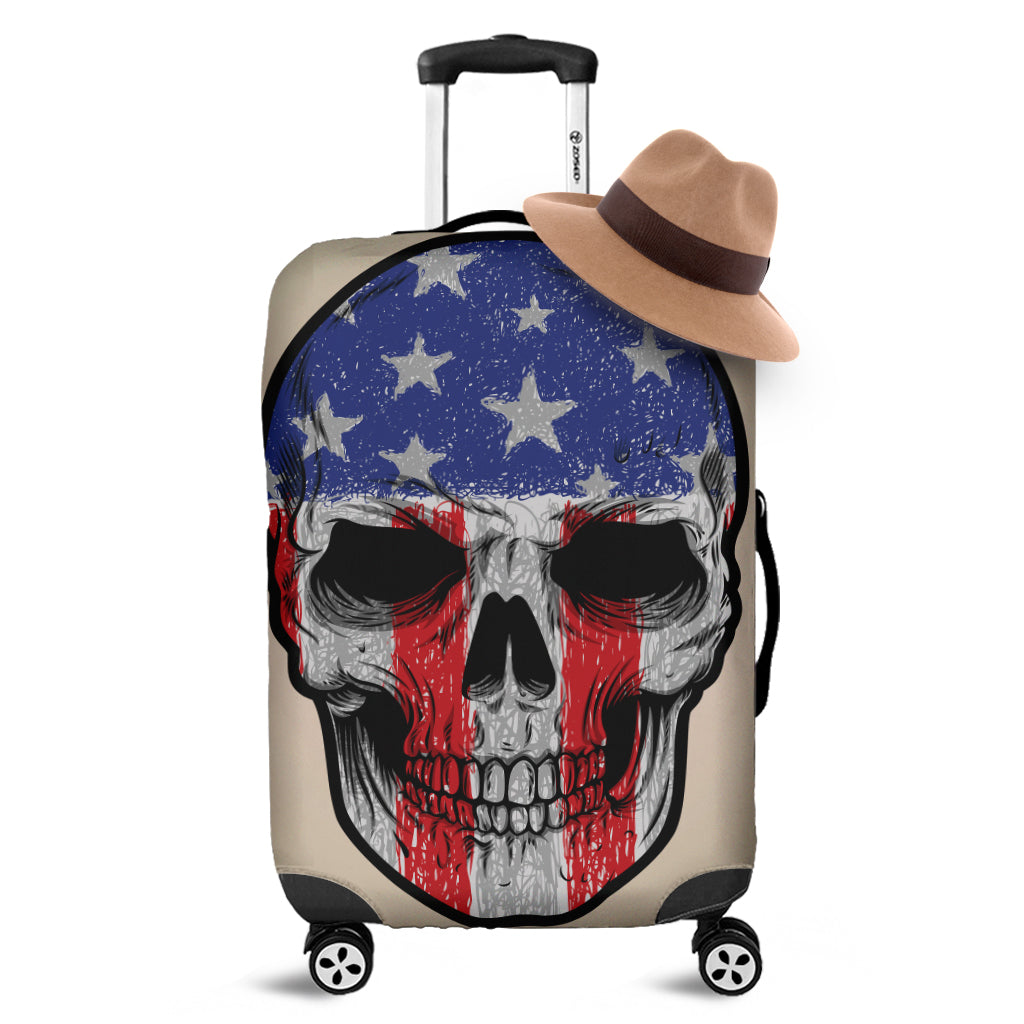 American Patriotic Skull Print Luggage Cover