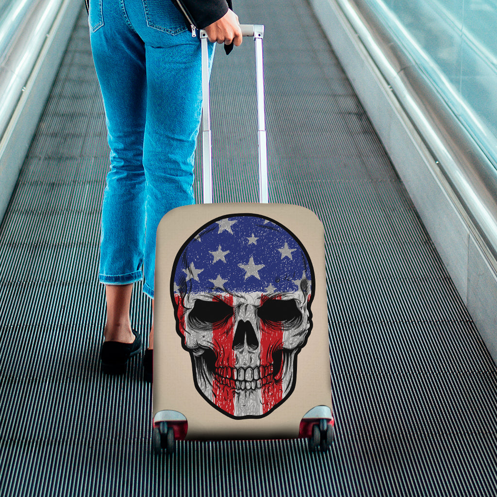 American Patriotic Skull Print Luggage Cover