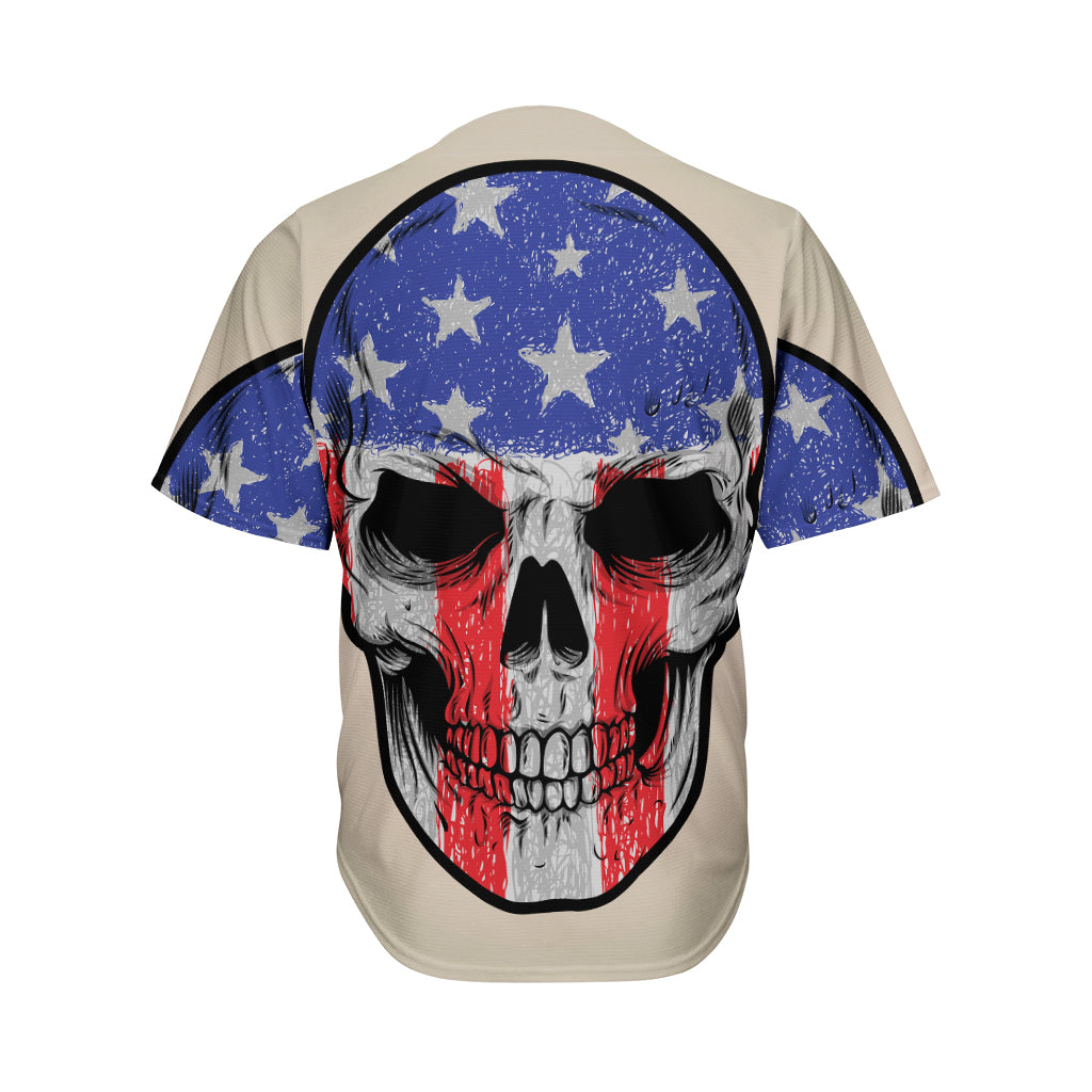 American Patriotic Skull Print Men's Baseball Jersey