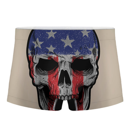 American Patriotic Skull Print Men's Boxer Briefs