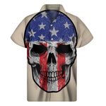 American Patriotic Skull Print Men's Short Sleeve Shirt