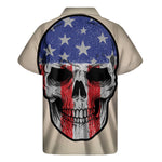 American Patriotic Skull Print Men's Short Sleeve Shirt