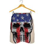 American Patriotic Skull Print Men's Shorts
