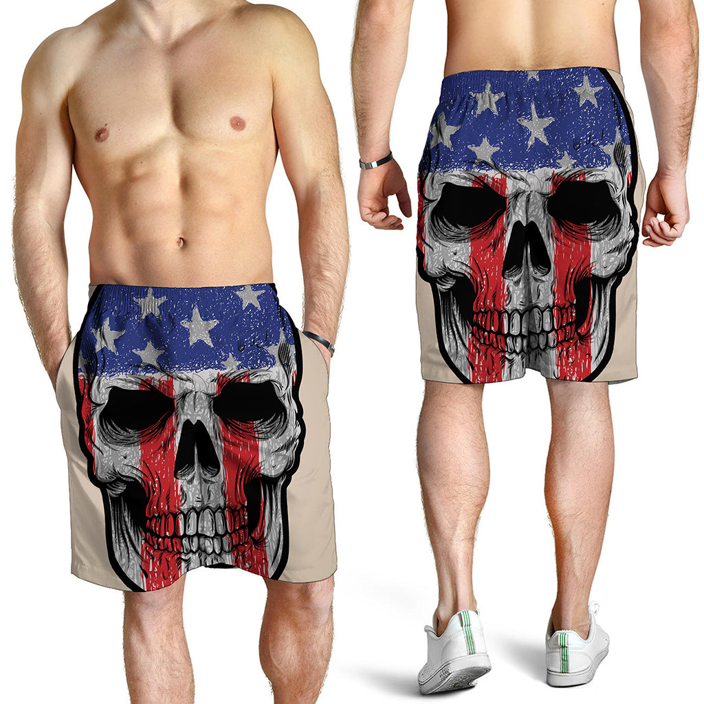 American Patriotic Skull Print Men's Shorts