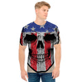 American Patriotic Skull Print Men's T-Shirt