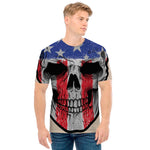 American Patriotic Skull Print Men's T-Shirt