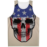 American Patriotic Skull Print Men's Tank Top