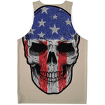 American Patriotic Skull Print Men's Tank Top