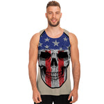 American Patriotic Skull Print Men's Tank Top