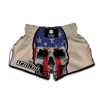 American Patriotic Skull Print Muay Thai Boxing Shorts