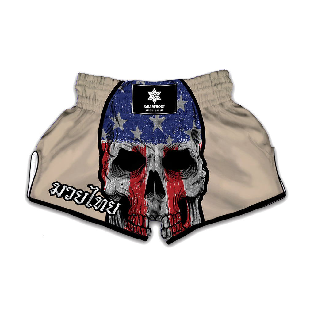 American Patriotic Skull Print Muay Thai Boxing Shorts