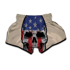 American Patriotic Skull Print Muay Thai Boxing Shorts