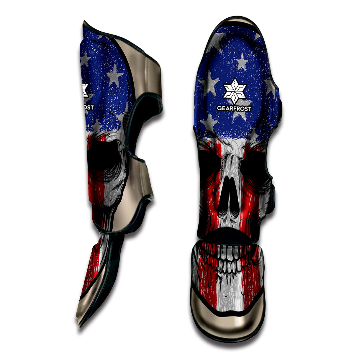 American Patriotic Skull Print Muay Thai Shin Guard