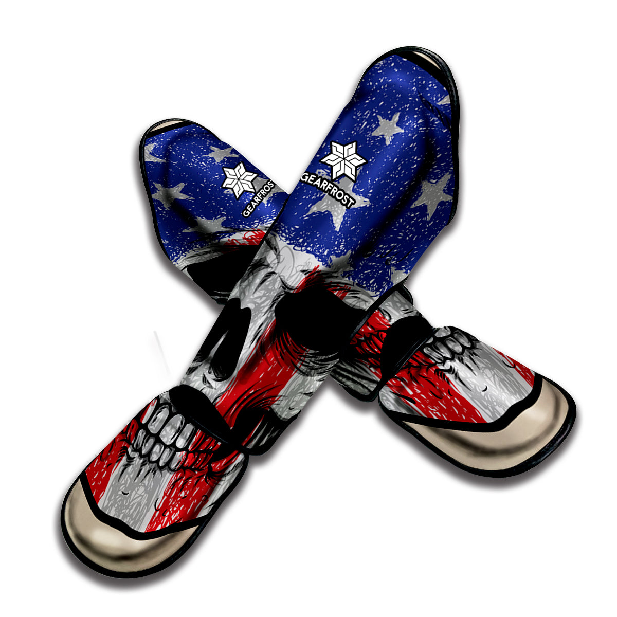 American Patriotic Skull Print Muay Thai Shin Guard