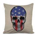American Patriotic Skull Print Pillow Cover