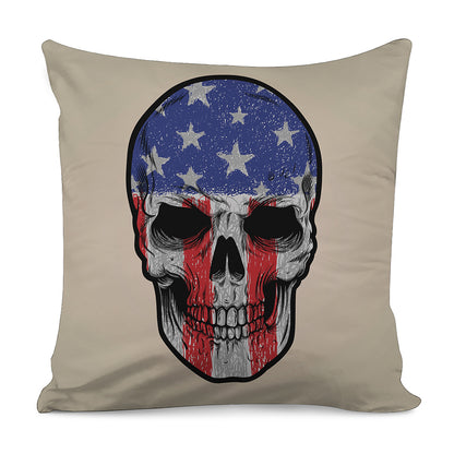 American Patriotic Skull Print Pillow Cover