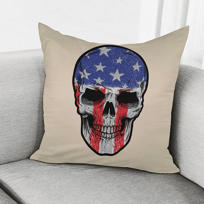 American Patriotic Skull Print Pillow Cover
