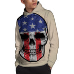 American Patriotic Skull Print Pullover Hoodie