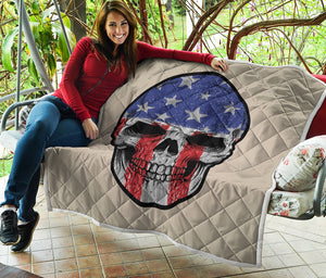 American Patriotic Skull Print Quilt