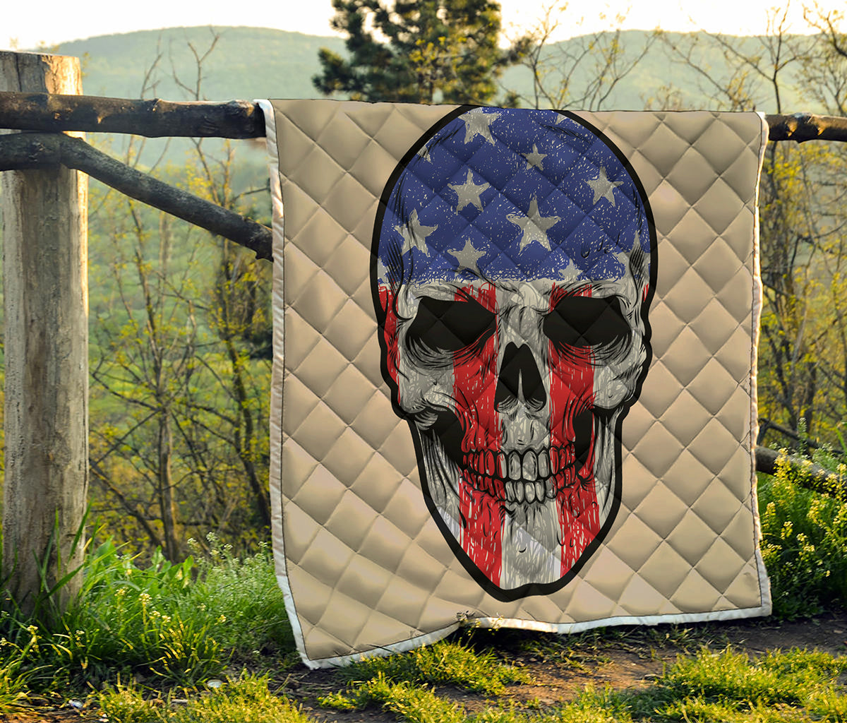 American Patriotic Skull Print Quilt