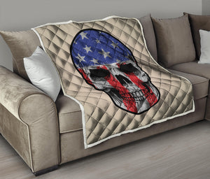 American Patriotic Skull Print Quilt