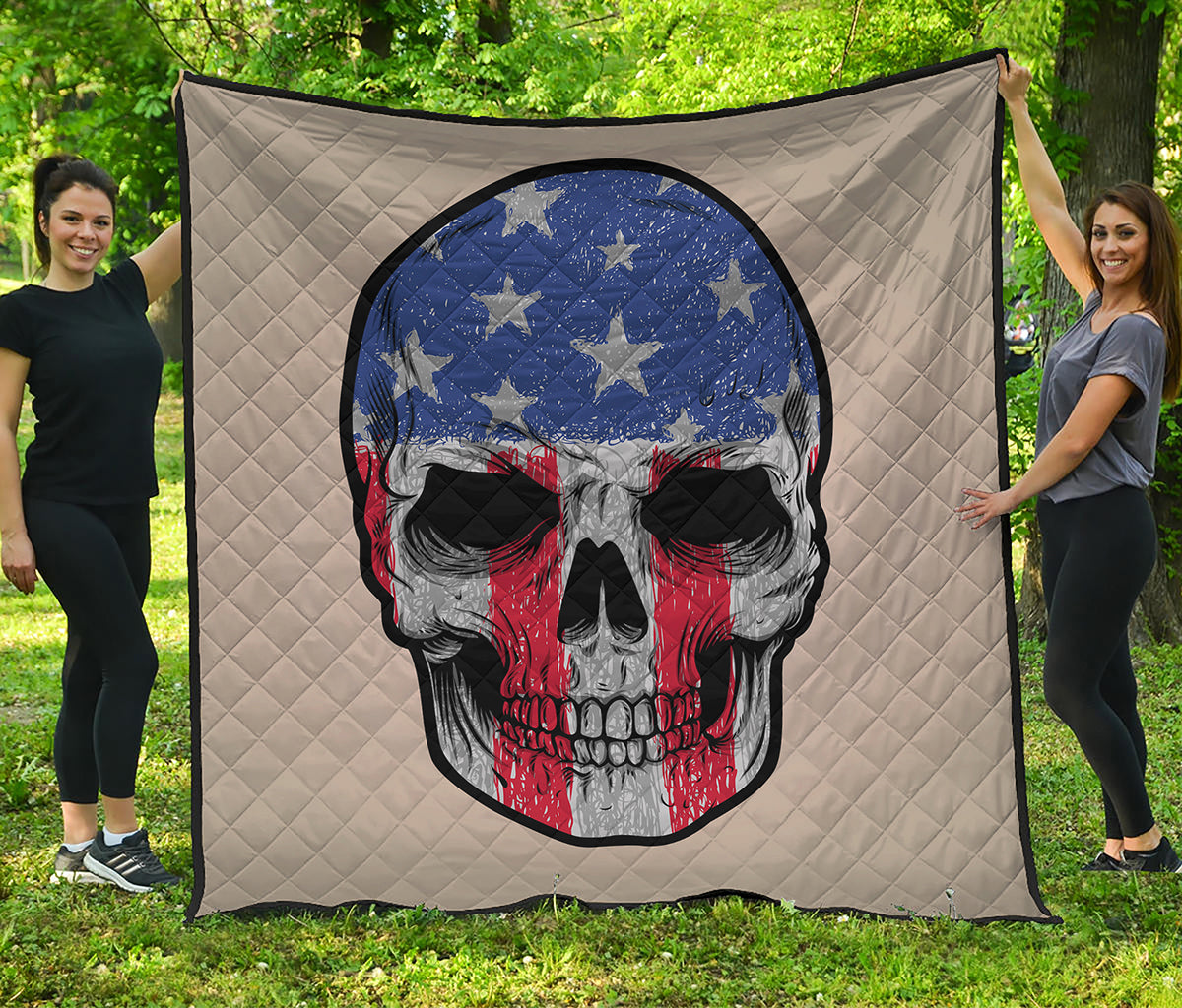 American Patriotic Skull Print Quilt