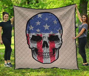 American Patriotic Skull Print Quilt