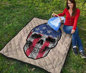 American Patriotic Skull Print Quilt