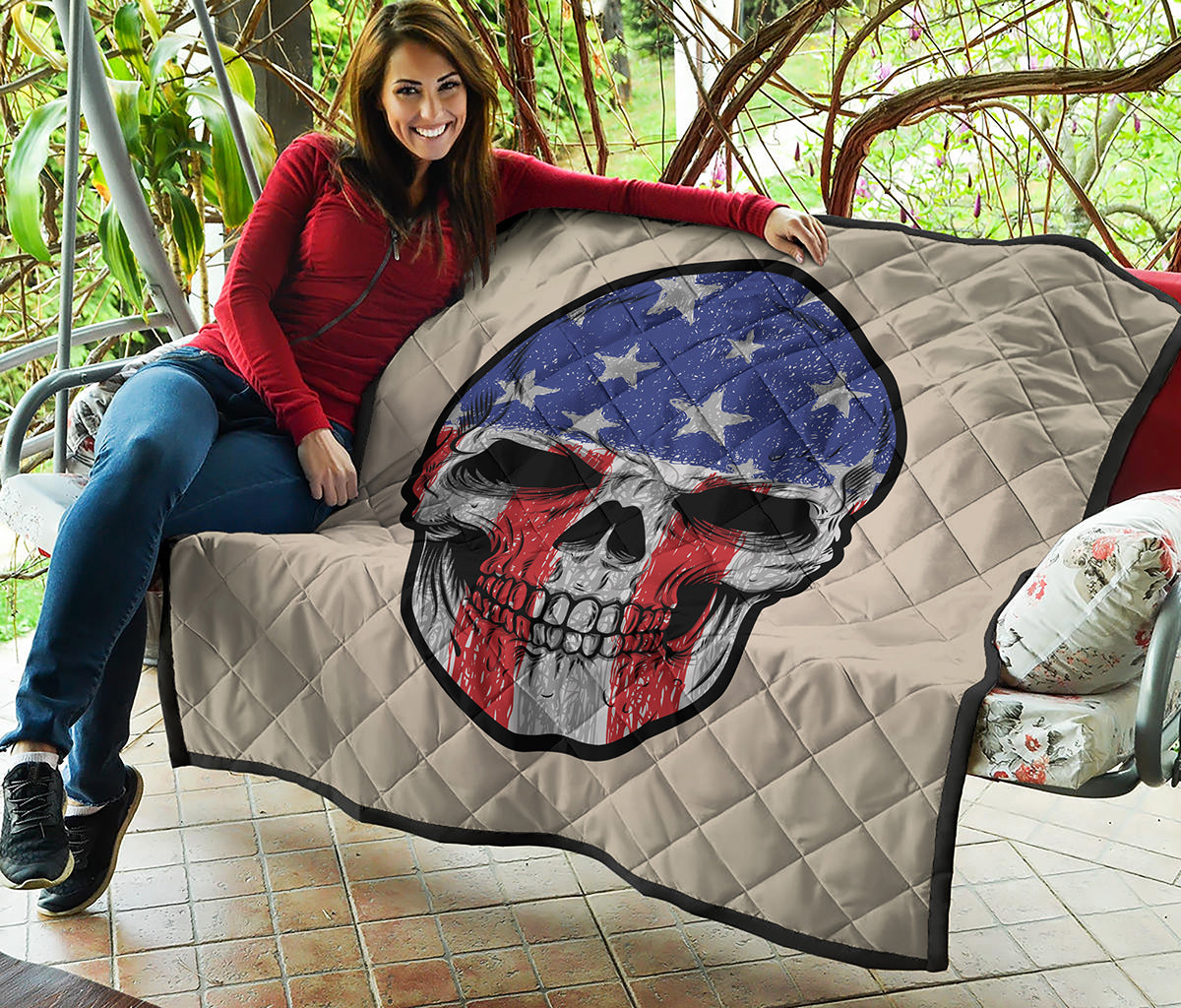 American Patriotic Skull Print Quilt