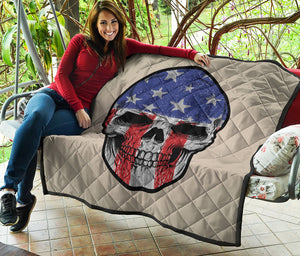 American Patriotic Skull Print Quilt