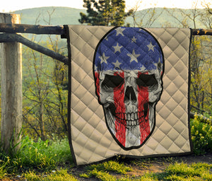 American Patriotic Skull Print Quilt