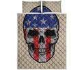 American Patriotic Skull Print Quilt Bed Set