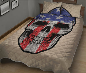 American Patriotic Skull Print Quilt Bed Set