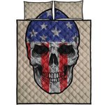 American Patriotic Skull Print Quilt Bed Set