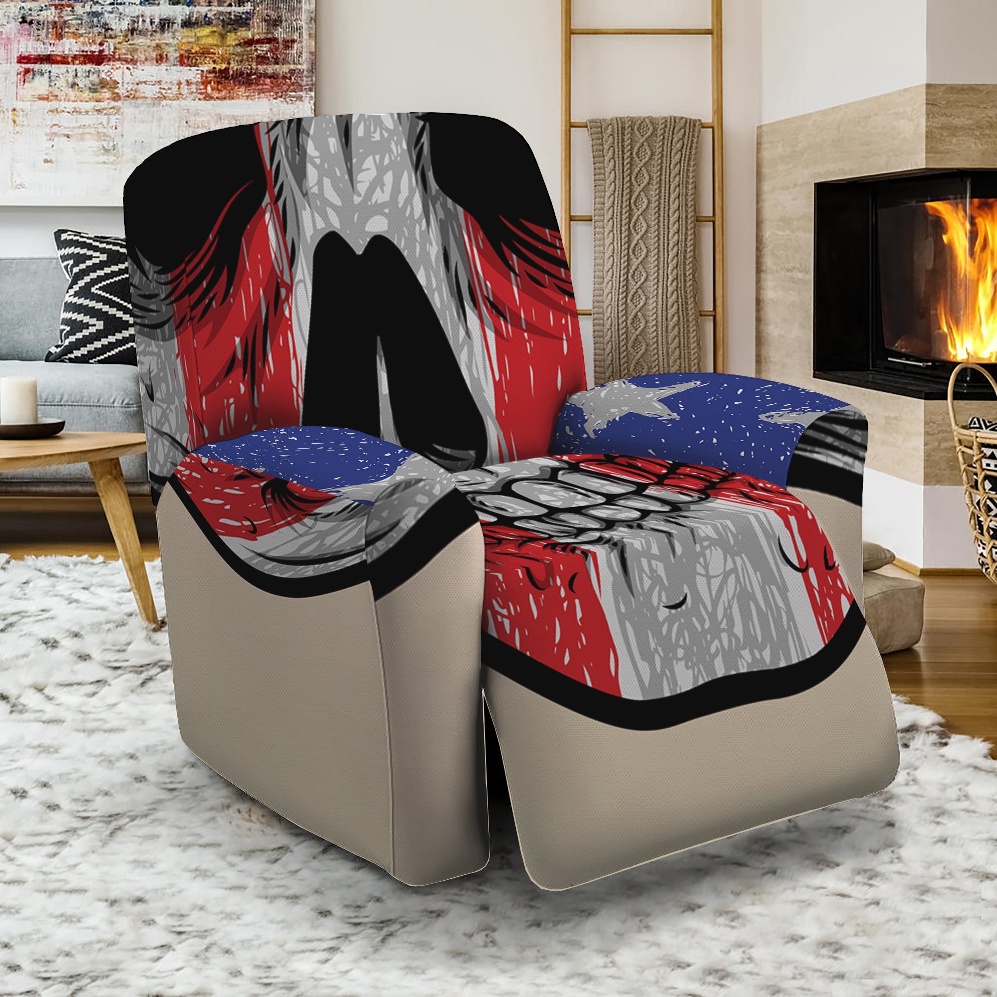 American Patriotic Skull Print Recliner Slipcover