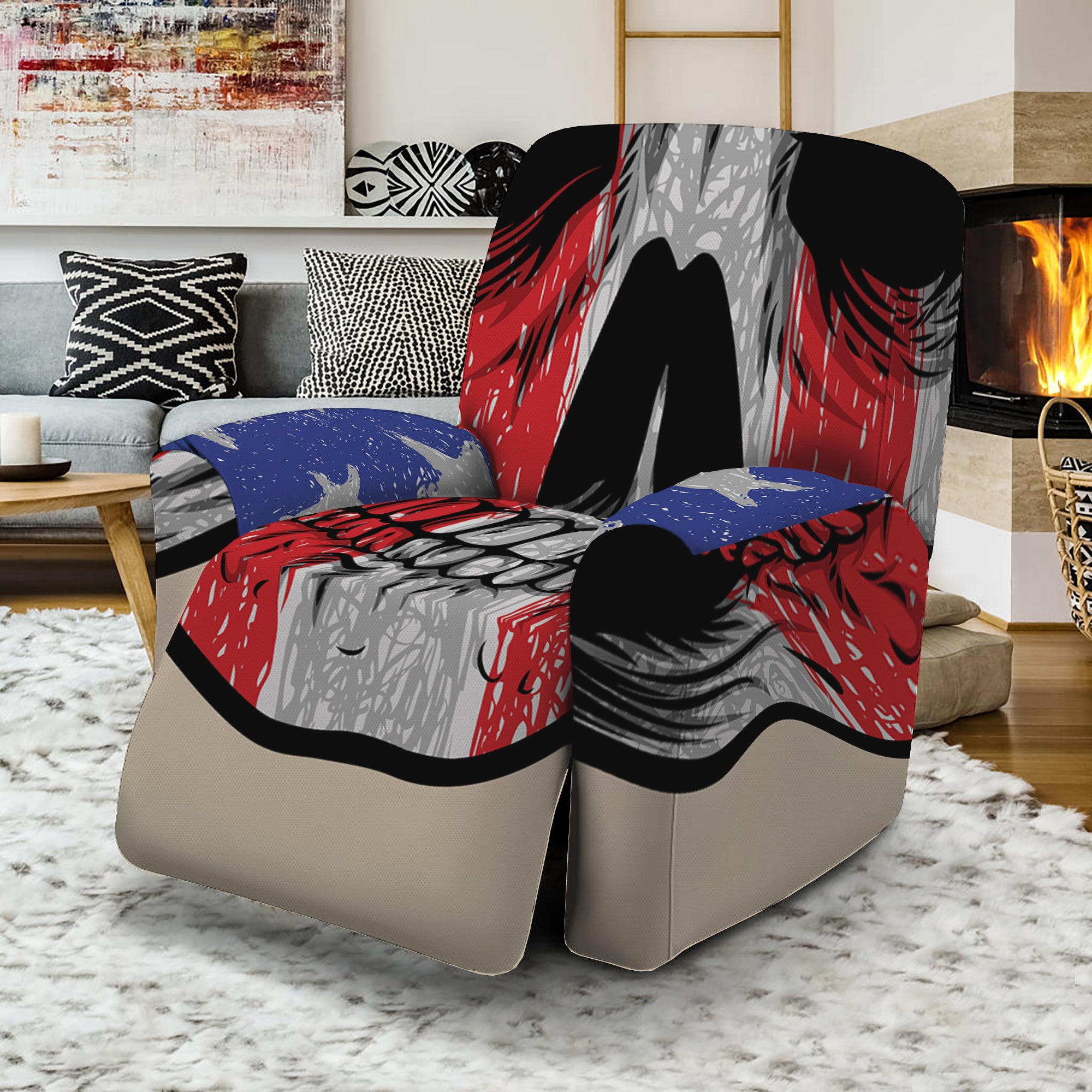 American Patriotic Skull Print Recliner Slipcover