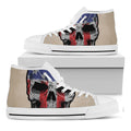 American Patriotic Skull Print White High Top Sneakers