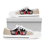 American Patriotic Skull Print White Low Top Shoes