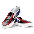American Patriotic Skull Print White Slip On Sneakers