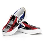 American Patriotic Skull Print White Slip On Shoes