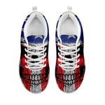 American Patriotic Skull Print White Sneakers