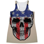 American Patriotic Skull Print Women's Racerback Tank Top