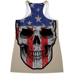 American Patriotic Skull Print Women's Racerback Tank Top