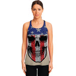 American Patriotic Skull Print Women's Racerback Tank Top