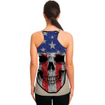 American Patriotic Skull Print Women's Racerback Tank Top