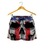 American Patriotic Skull Print Women's Shorts