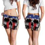 American Patriotic Skull Print Women's Shorts